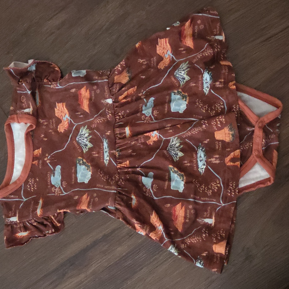 Little Crowns And Caps Bamboo National Park Bodysuit Dress